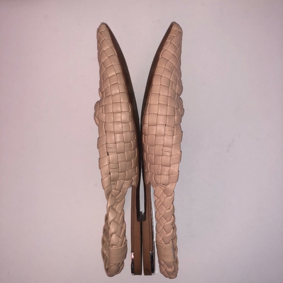 Zara Soft Nude-Pink Woven Sling-Back Flats Size 10 - Picture 11 of 13